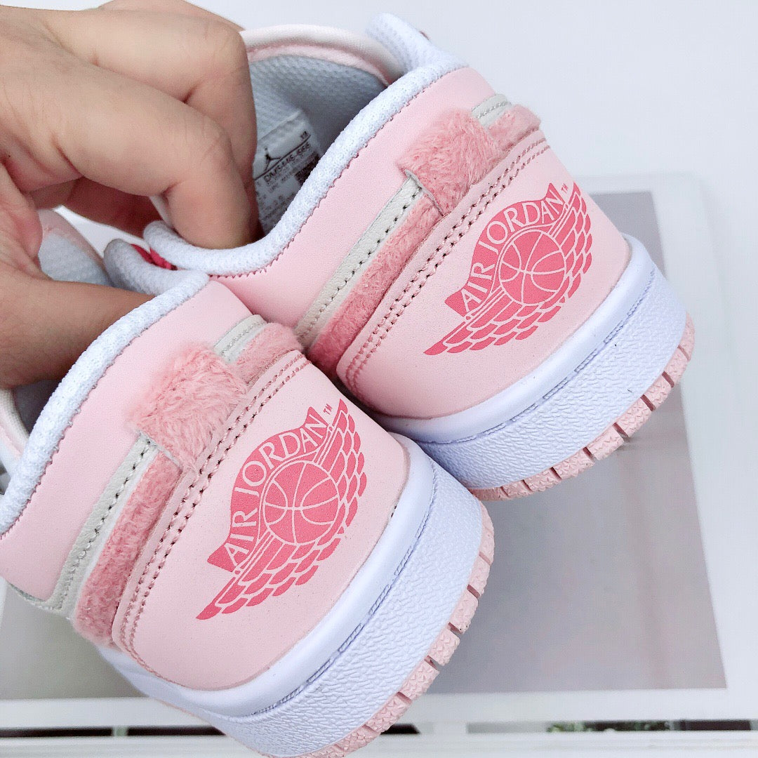 Joe 1 low-top elastic buckle parent-child shoes" baby pink, Cream, white"