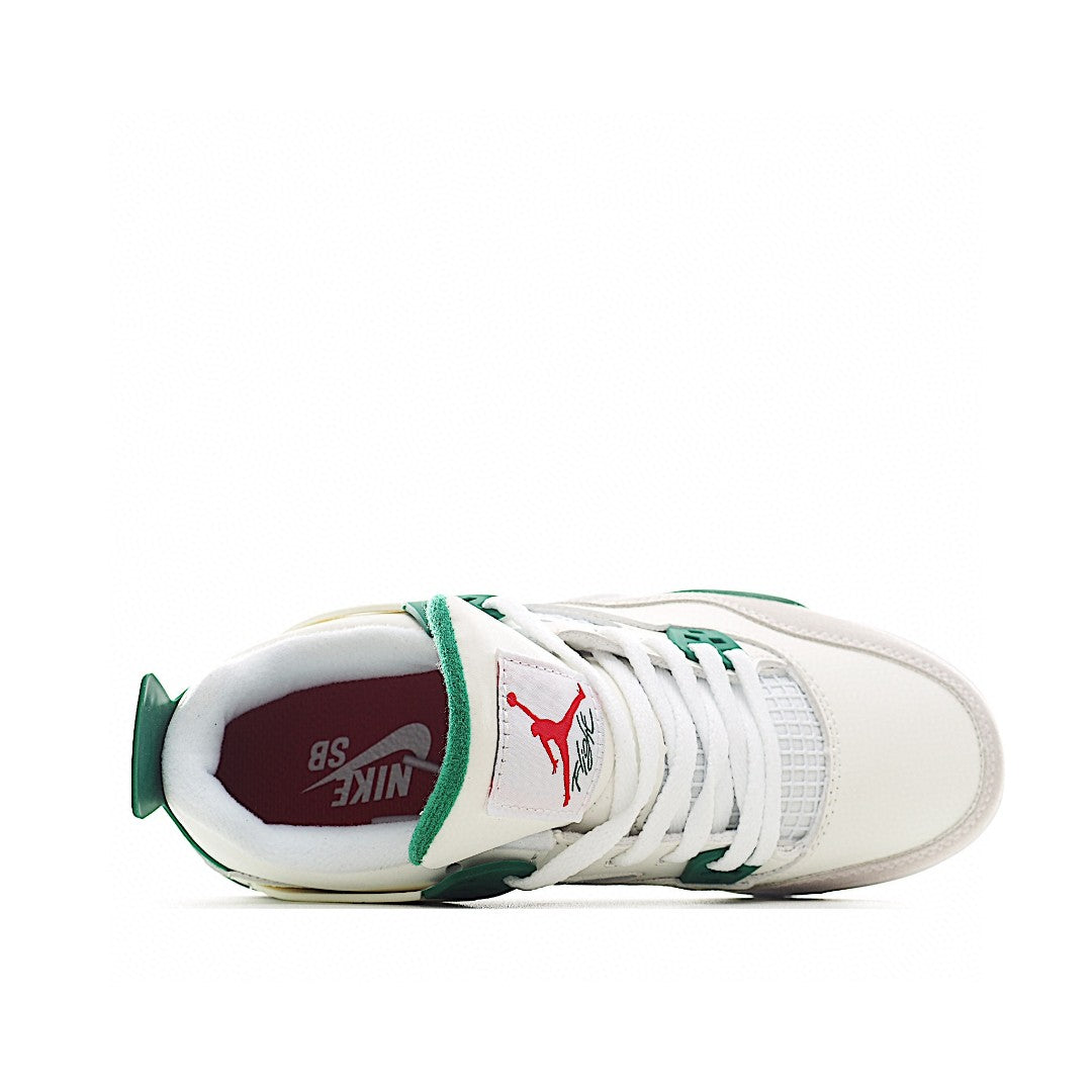 NK AJ 4th generation lace-up basketball air cushion children's shoes" white, light gray, green"