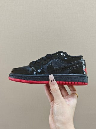 Qiao Yizhuan G version low-top children's lace-up sports shoes" black"