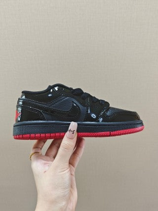 Qiao Yizhuan G version low-top children's lace-up sports shoes" black"