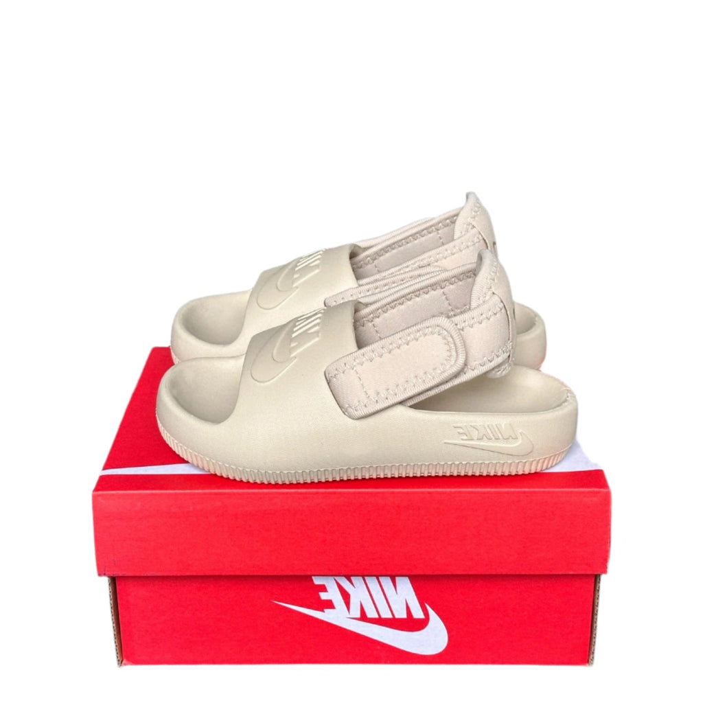 open toe Velcro two-way sandals" light beige"