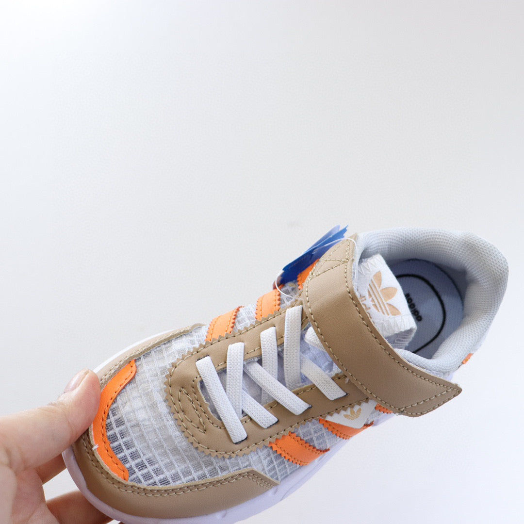Adidas clover lightweight soft sole" beige, white, orange"