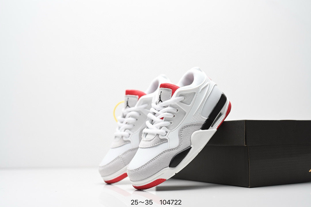 Jordan 4 low-top air cushion basketball shoes" white, red"