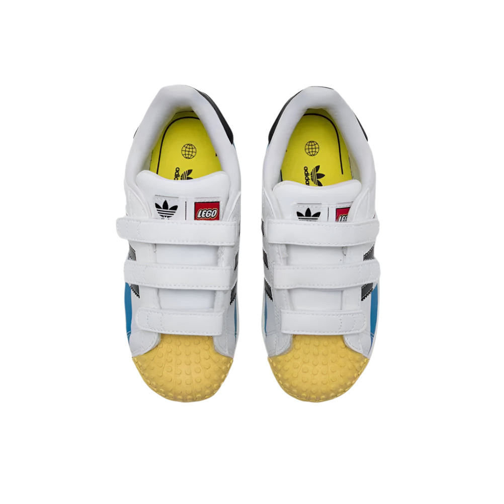 Adidas classic shell toe children's shoes" white, black, yellow"