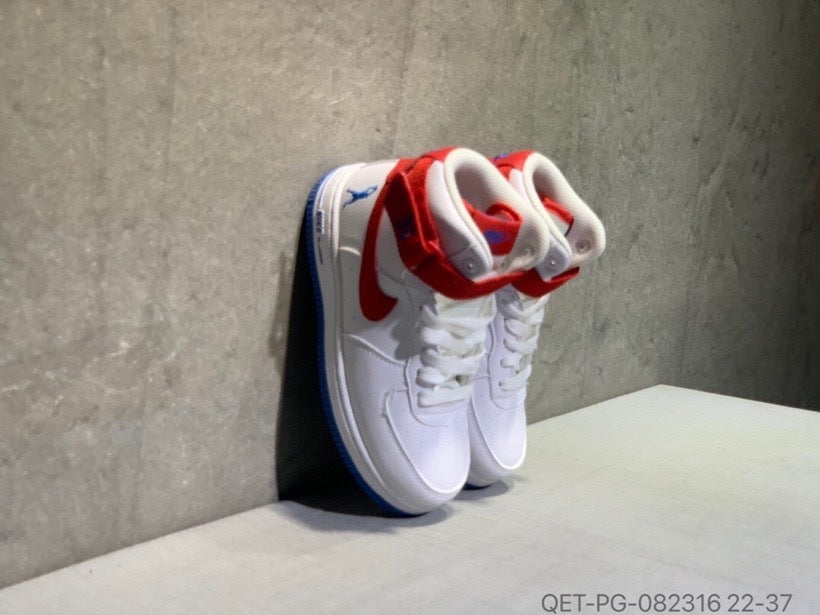 High-top Macaron Air Force" white, red"