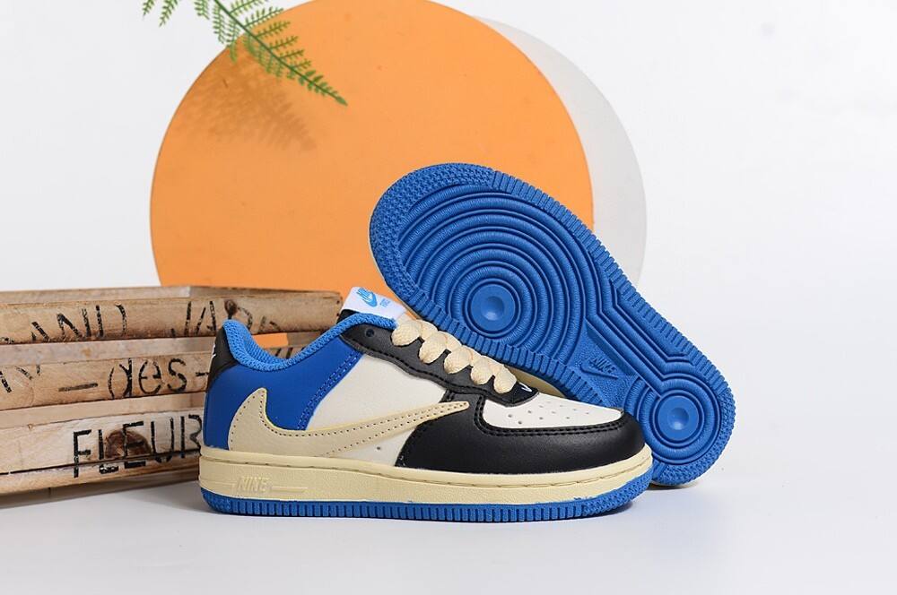 Air Force low-top lace-up sneakers" white, white, blue, camel"