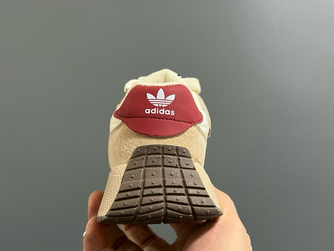 Adidas three stripes Velcro children's shoes " cream, burgundy"