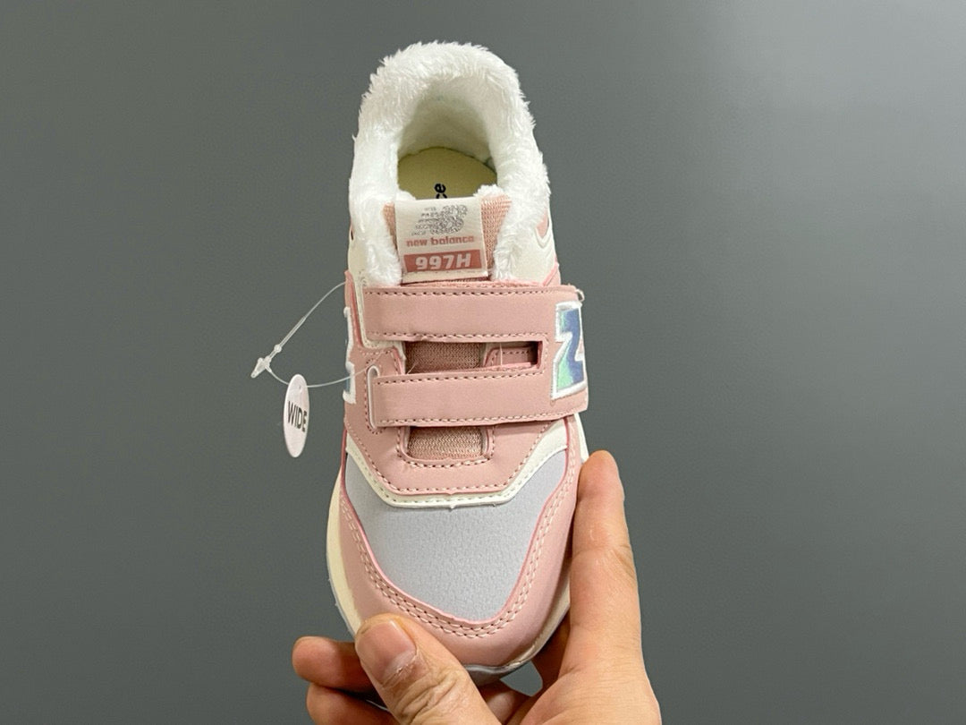 NB997 Velvet Velcro Children's Shoes" cream, pink"
