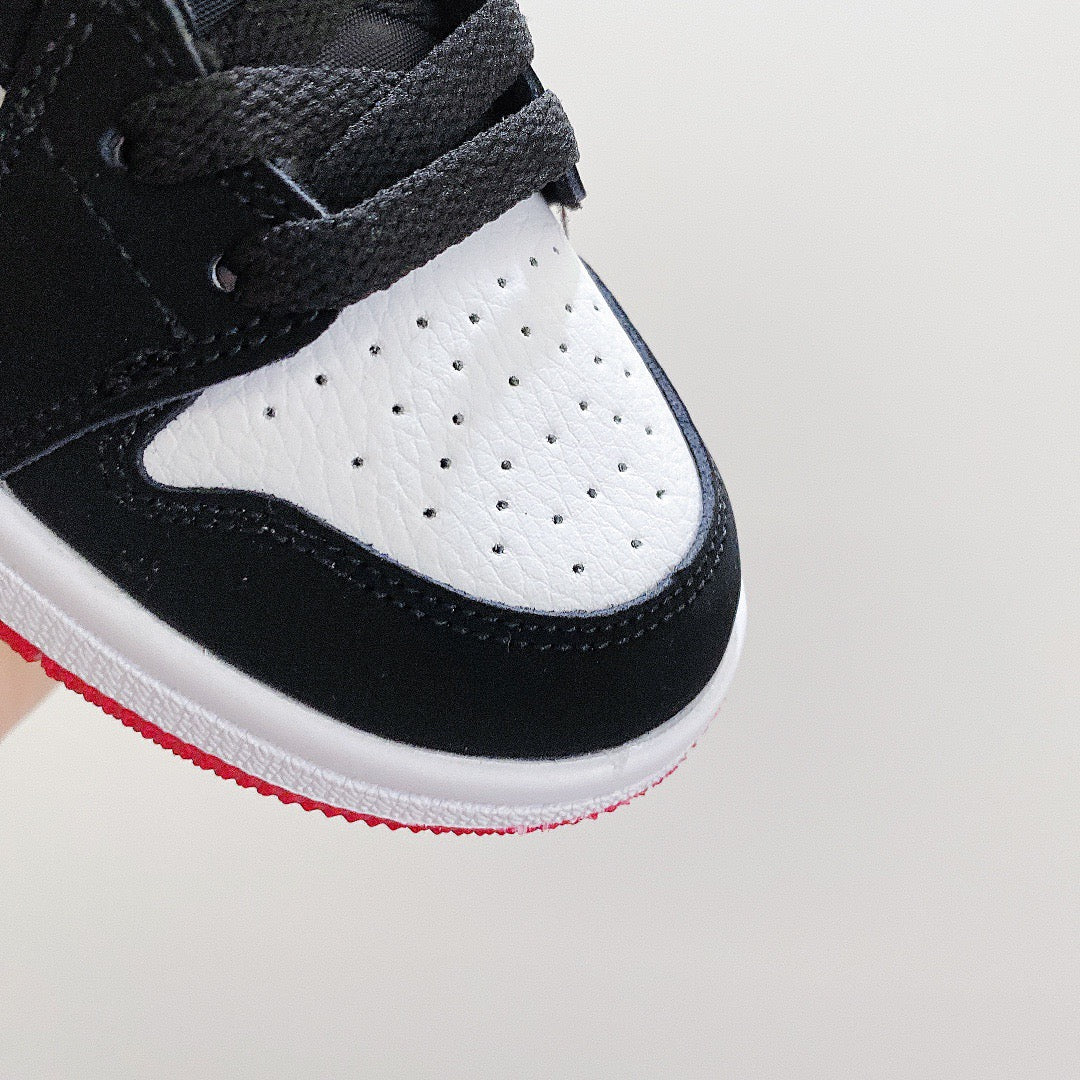 Joe 1 low-top elastic buckle parent-child shoes" white, black, red"