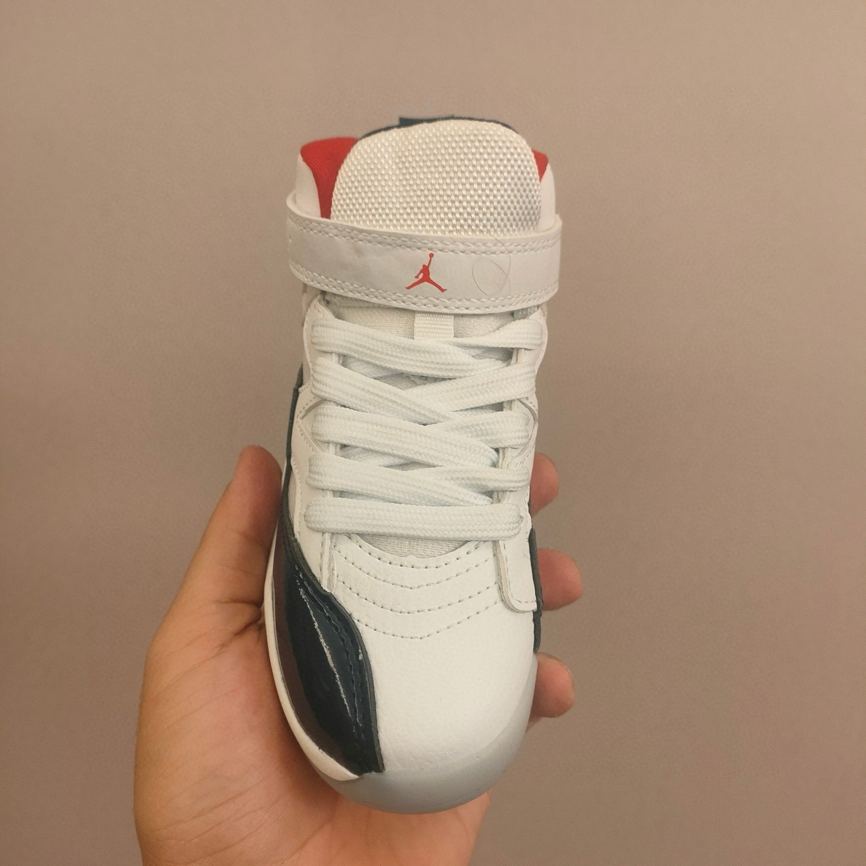 Jordan 612 single buckle children's shoes" white, black, red"