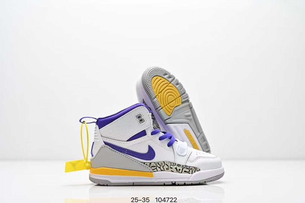 Jordan 312 high top children's shoes full second layer leather" white, blue"