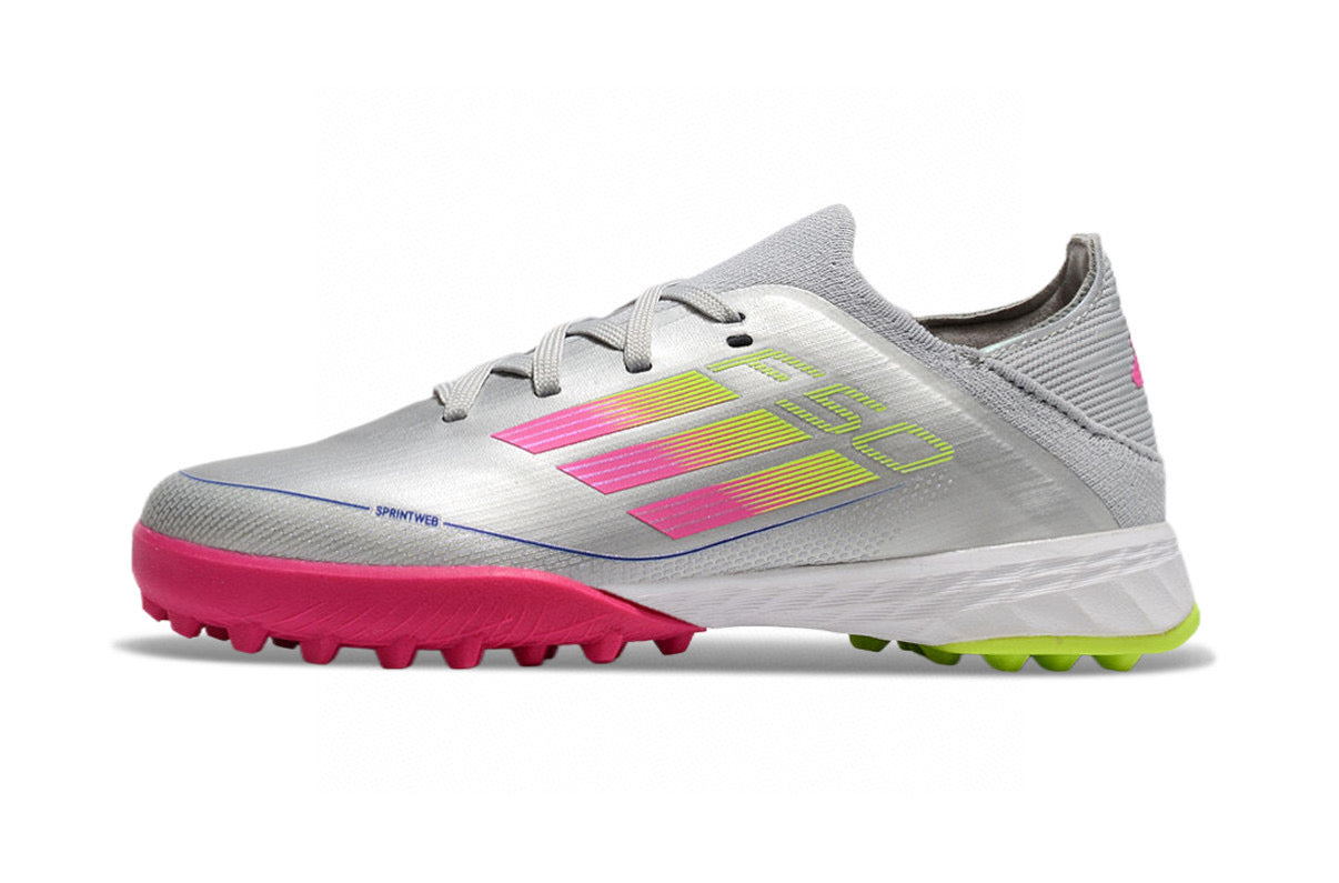 Adidas F50 knitted waterproof football shoes" silver"