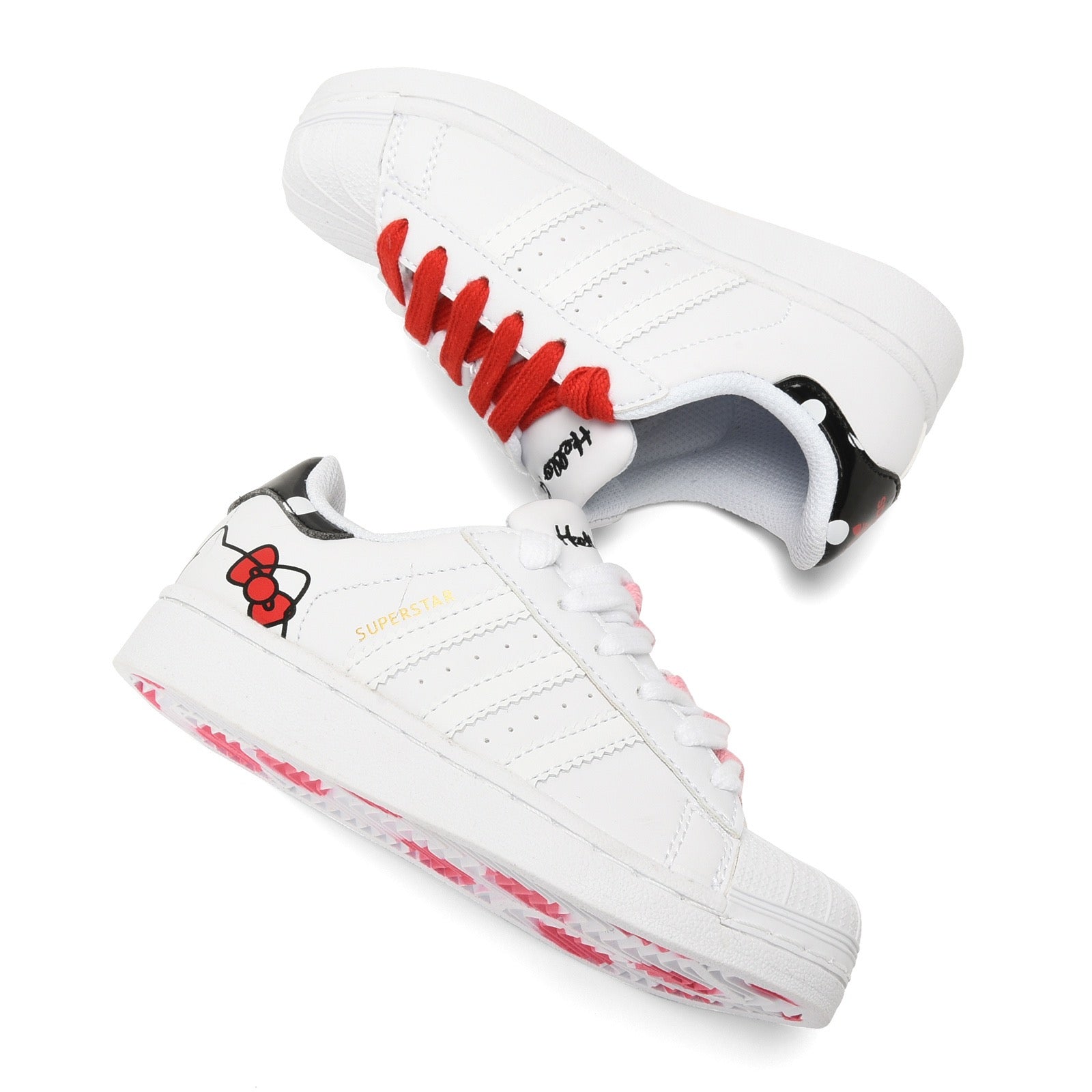 Adidas shell toe lace-up sneakers " white, red"