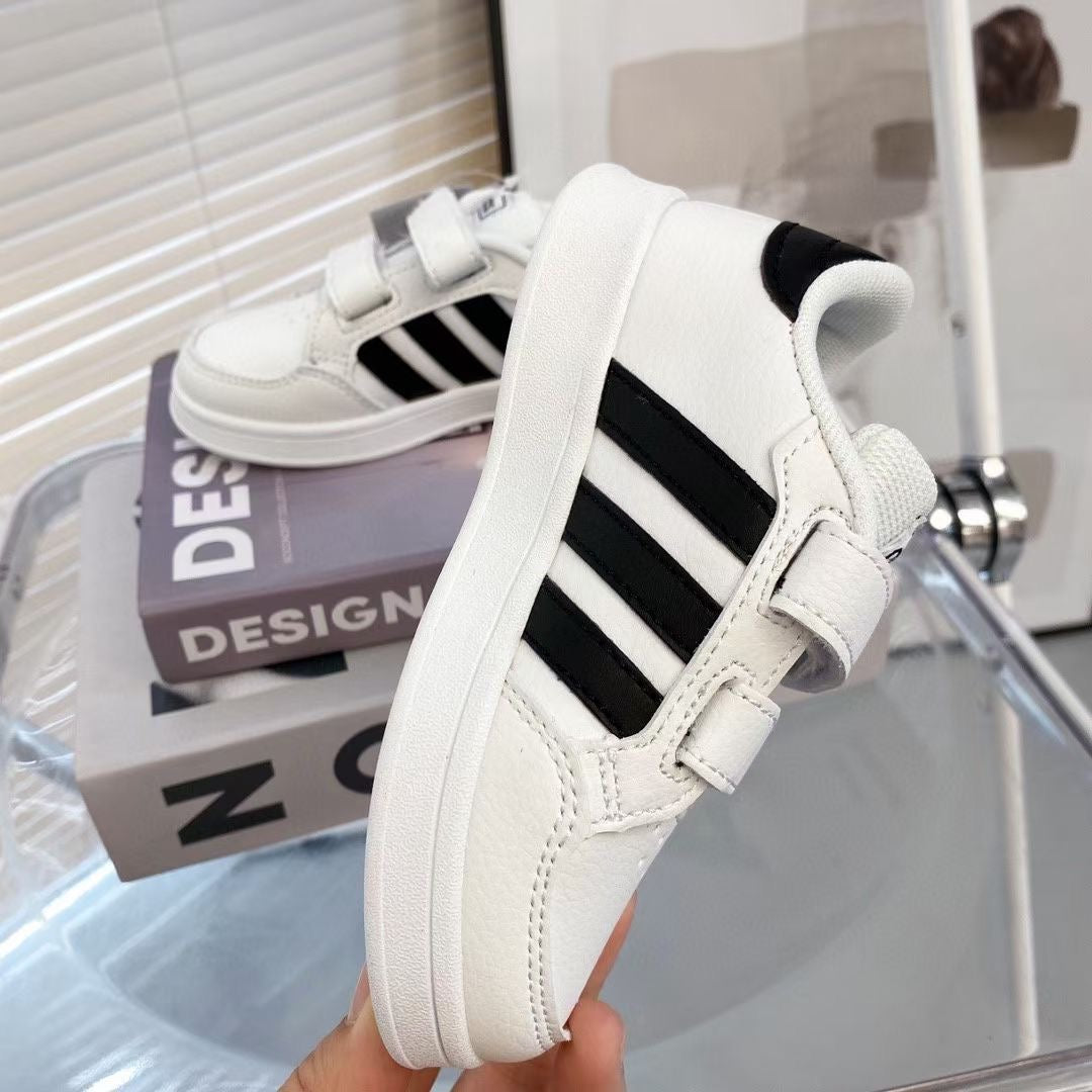 Adidas co-branded Velcro children's shoes" white, black"
