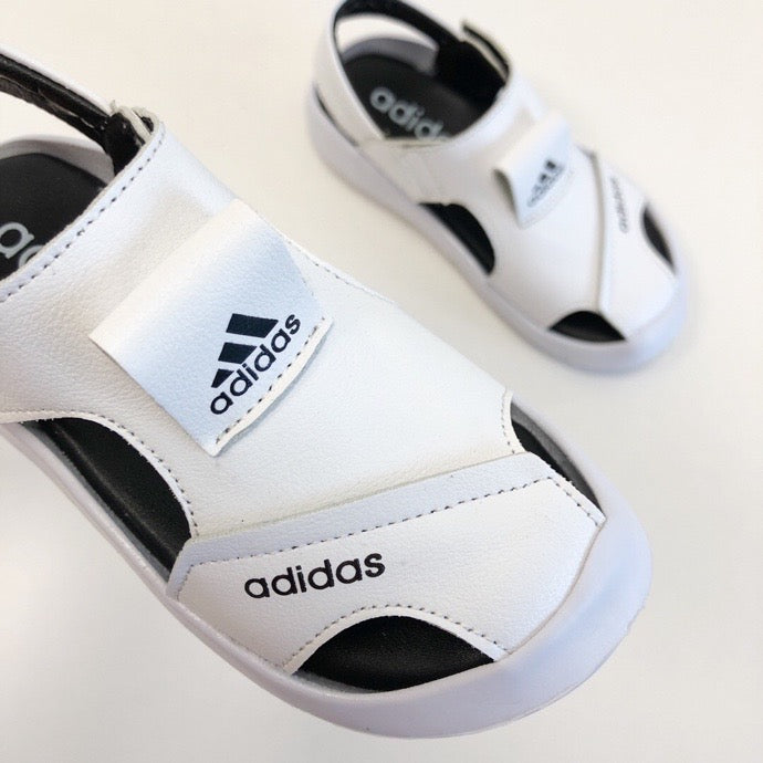 Adidas full leather bread head sandals" white"