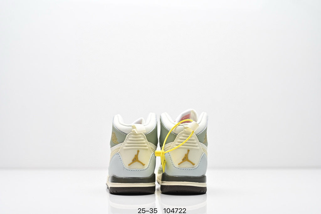Jordan 312 children's shoes" very light cream color, & olive green"