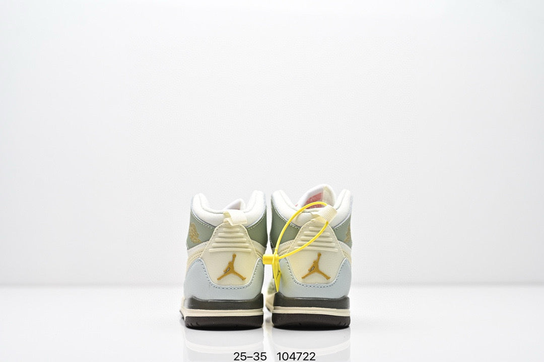 Jordan 312 children's shoes" very light cream color, & olive green"