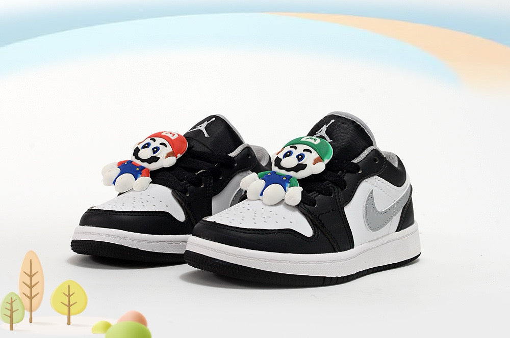 Jordan low-top first generation cartoon children's shoes" white, black, gray"