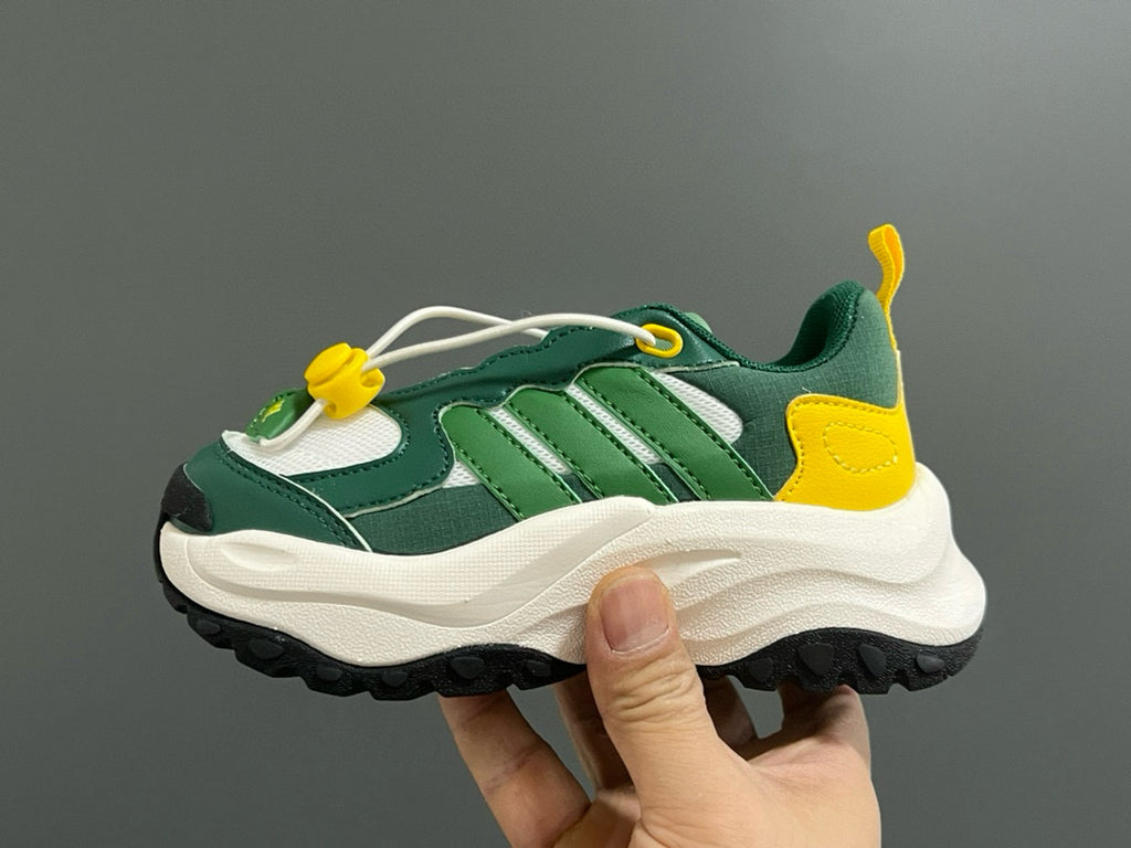 Adidas new elastic buckle children's shoes" green, white, yellow"