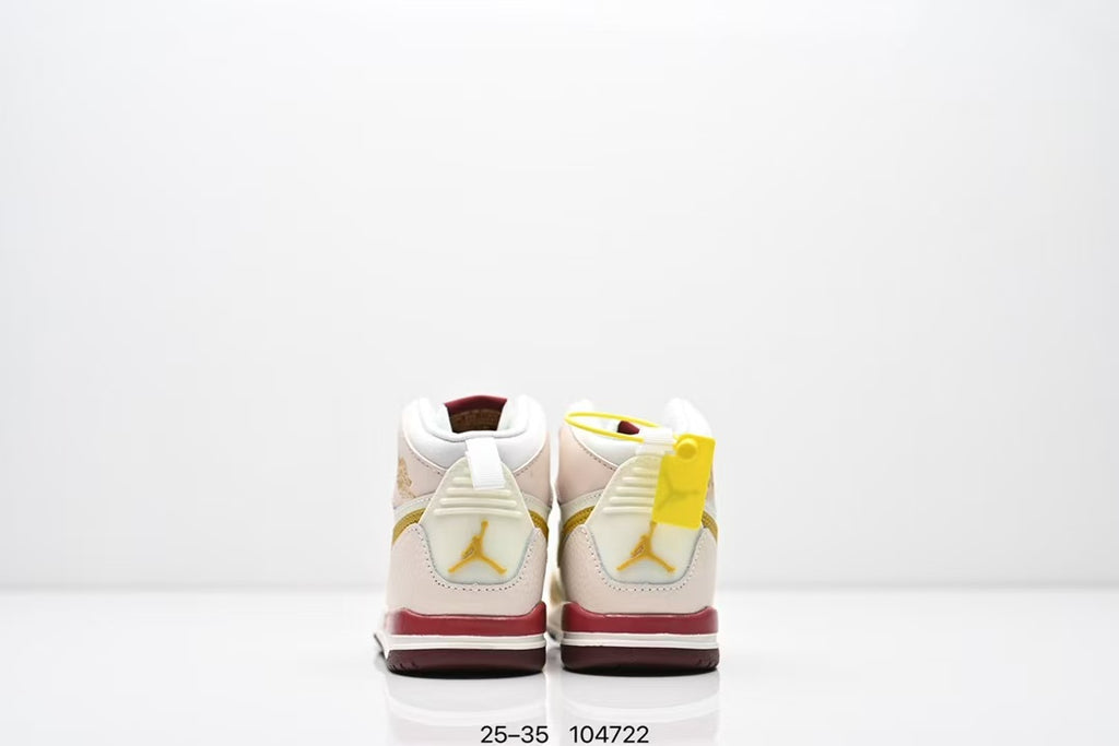 Jordan 312 high top children's shoes full second layer leather" white, light pink, yellow"