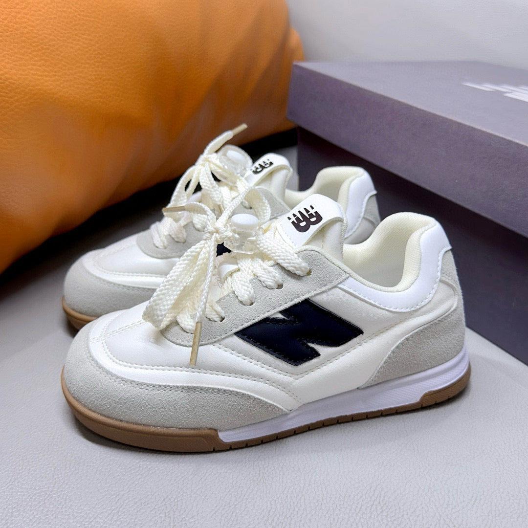 NB URC42LA lace-up buckle children's shoes" white, light gray"