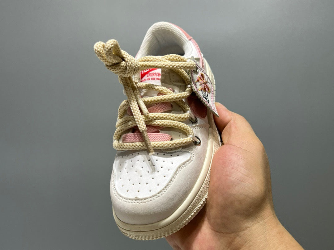 Nike low-top embroidered children's sneakers" gray, pink"