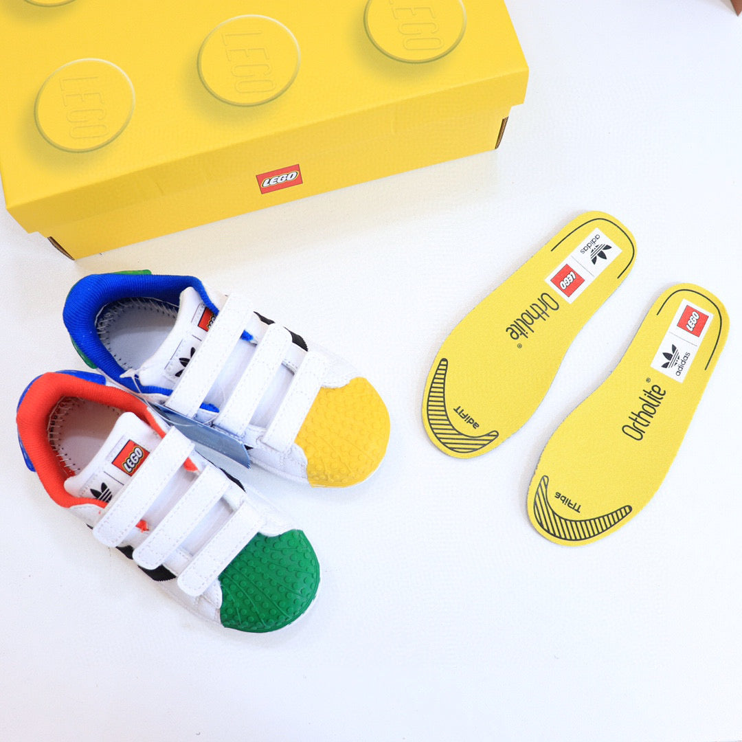 Adidas LEGO joint shell toe children's shoes" white, green,yellow"