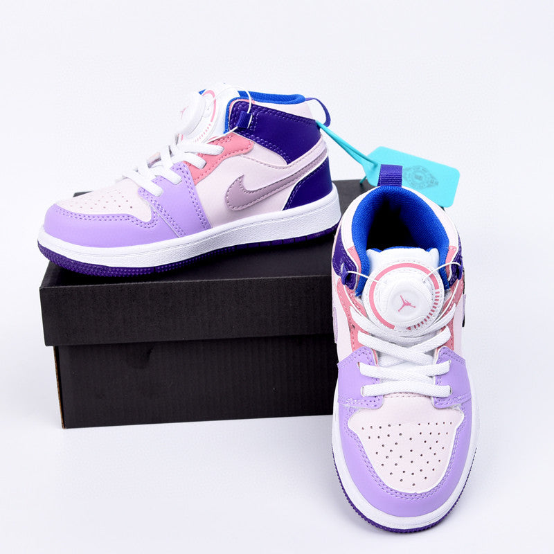 Joe 1 rotating button high top children's shoes" blue, purple, rose"