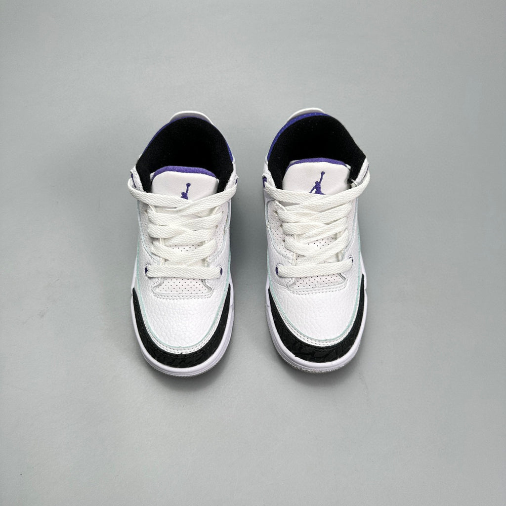 Jordan 3 children's shoes" white, black, blue"