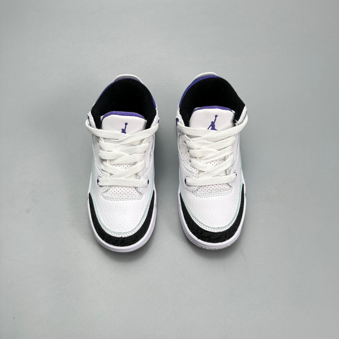 Jordan 3 children's shoes" white, black, blue"
