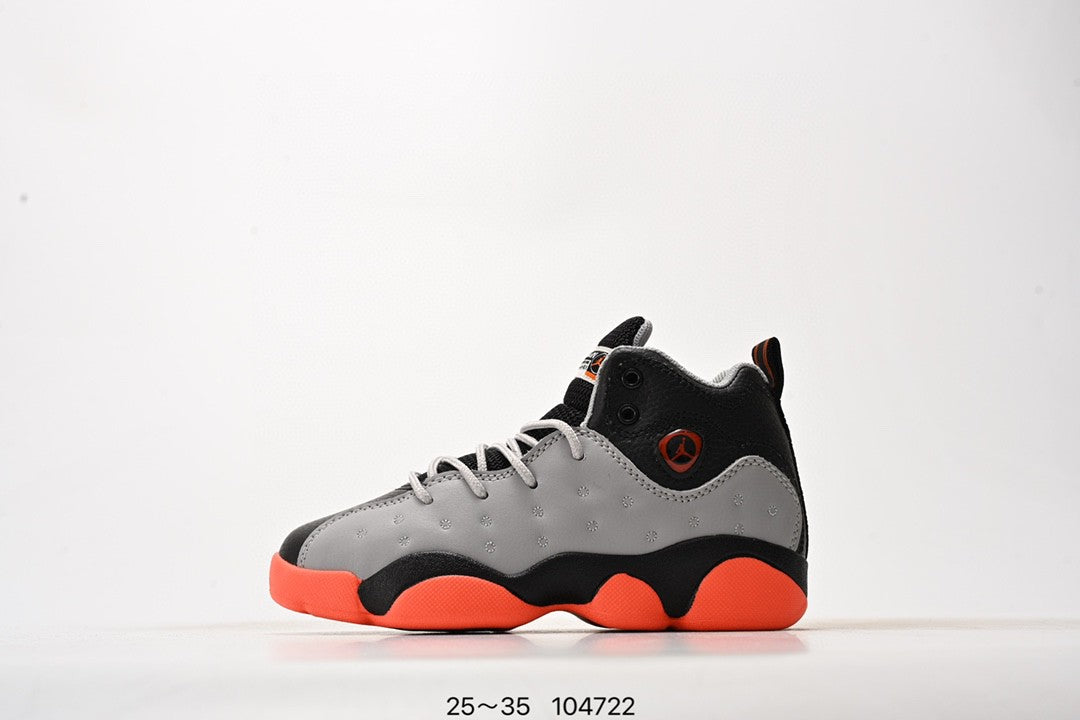AJ13-1/split leather' gray, black, orange"