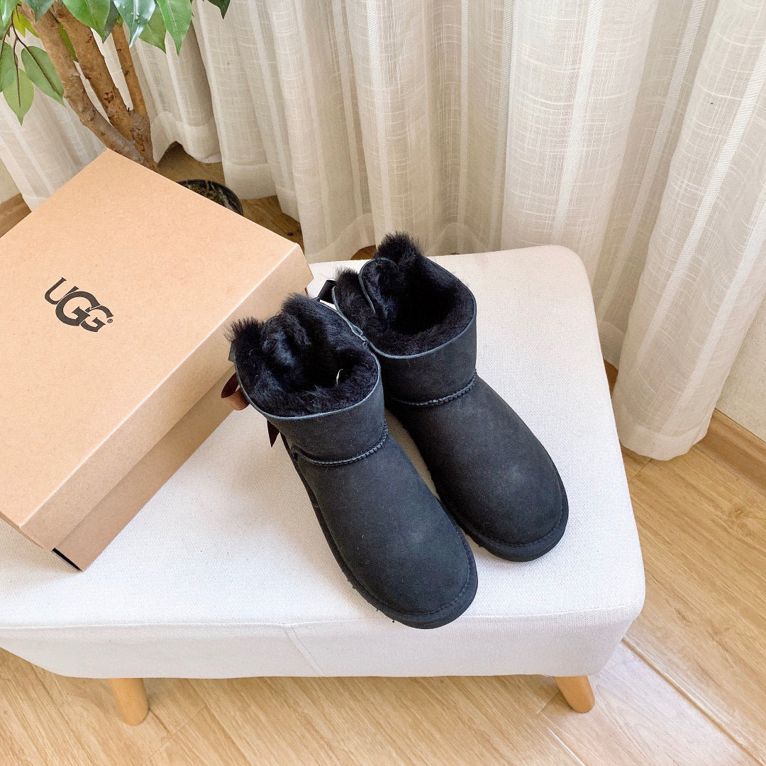 UGG co-branded wool integrated snow boots" black"