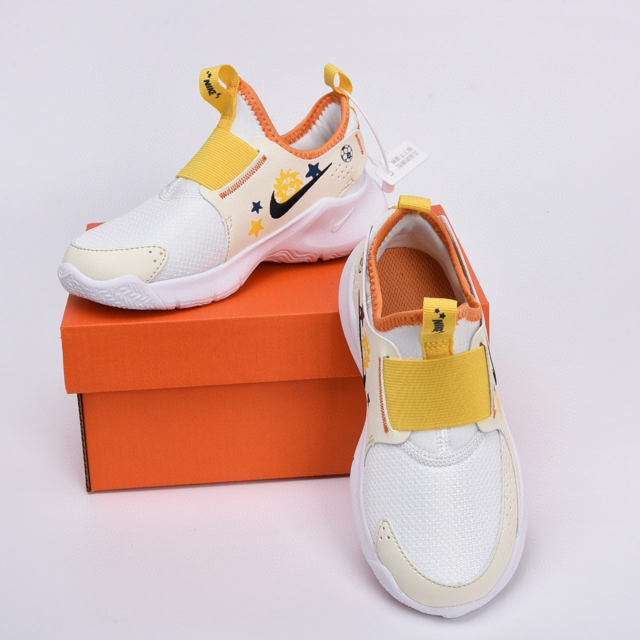 Nike slip-on running shoes" off white, Yellow ,& orange"