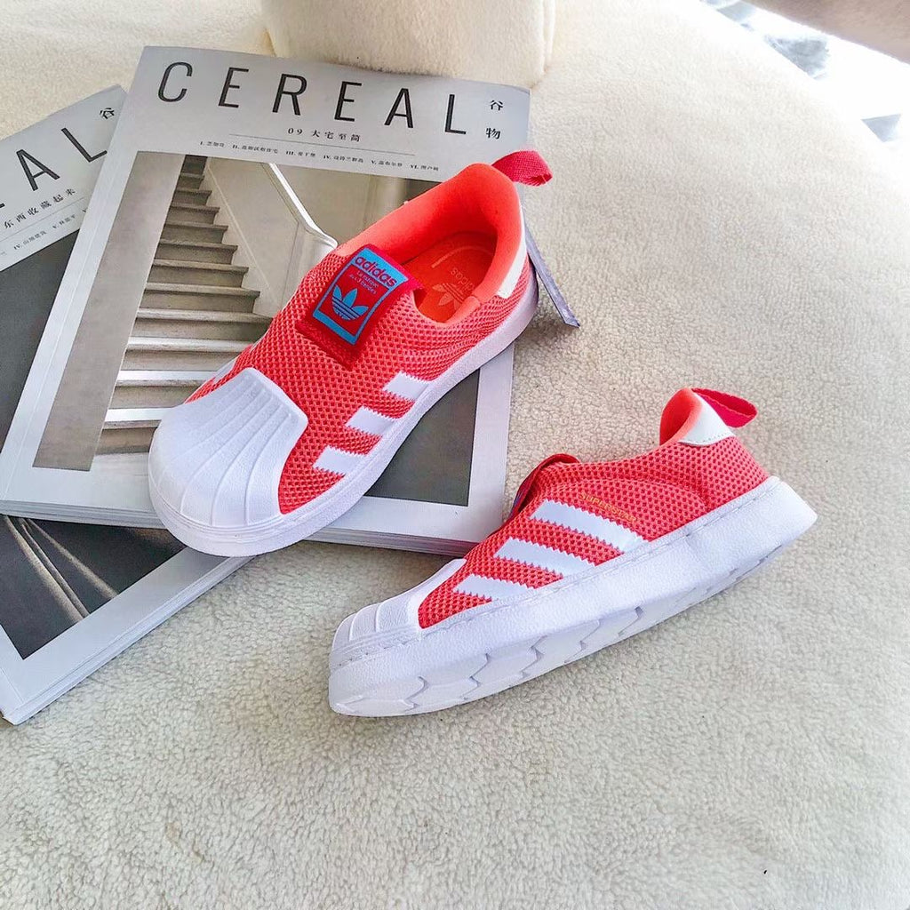 Adidas one-step soft mesh shoes for children"bright orange-red"