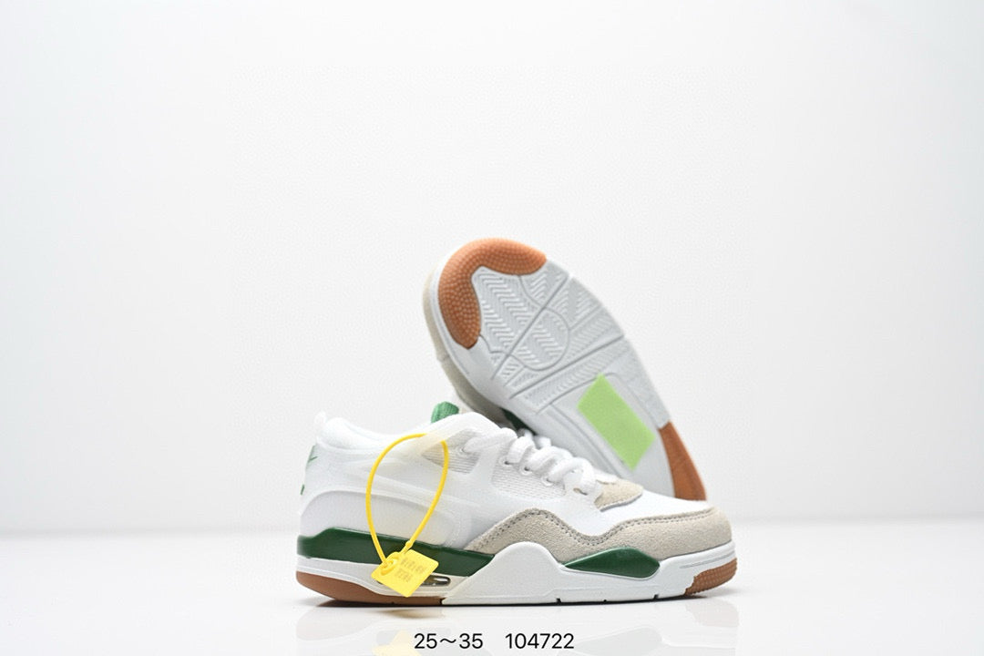 Jordan 4 low-top air cushion basketball shoes" white, green"