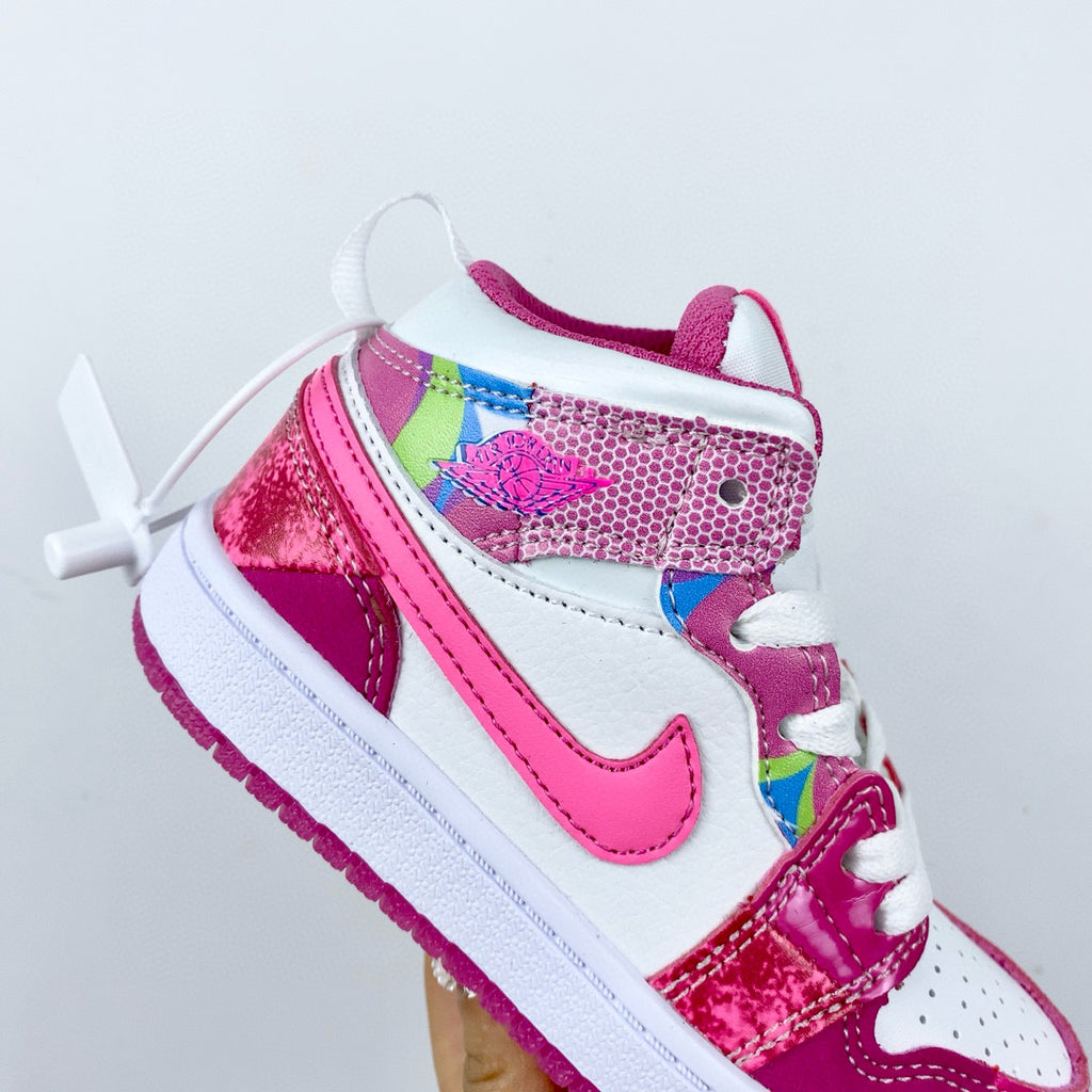 Joe 1 high top stitching" white, Pink, dark purple"