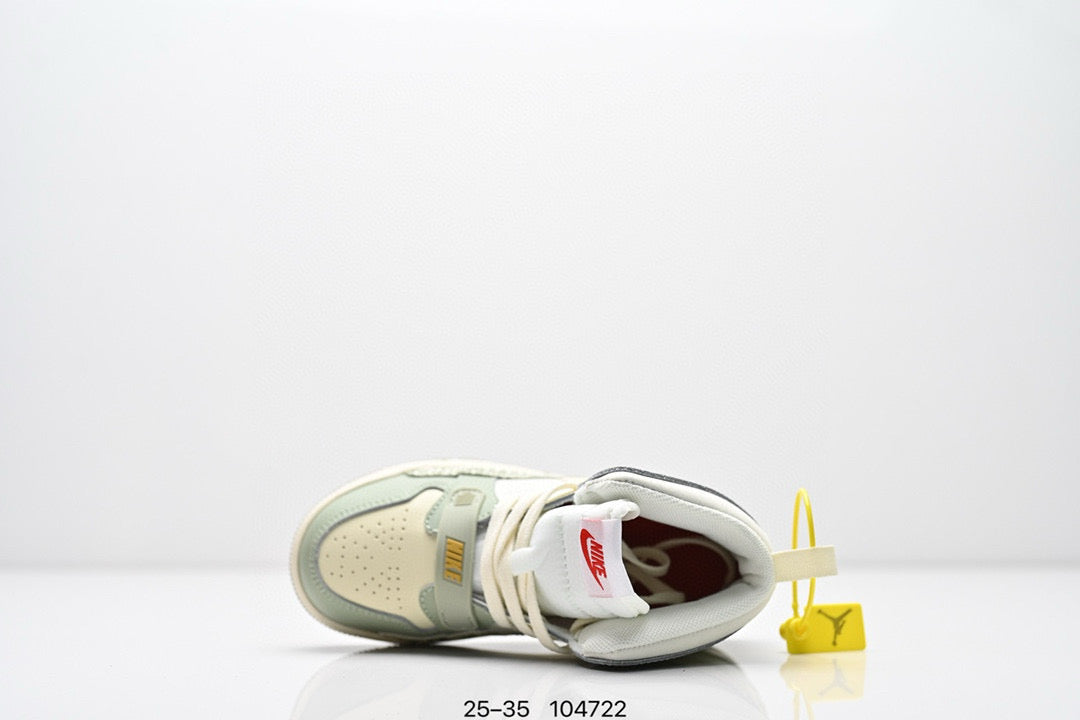 Jordan 312 children's shoes" very light cream color, & olive green"