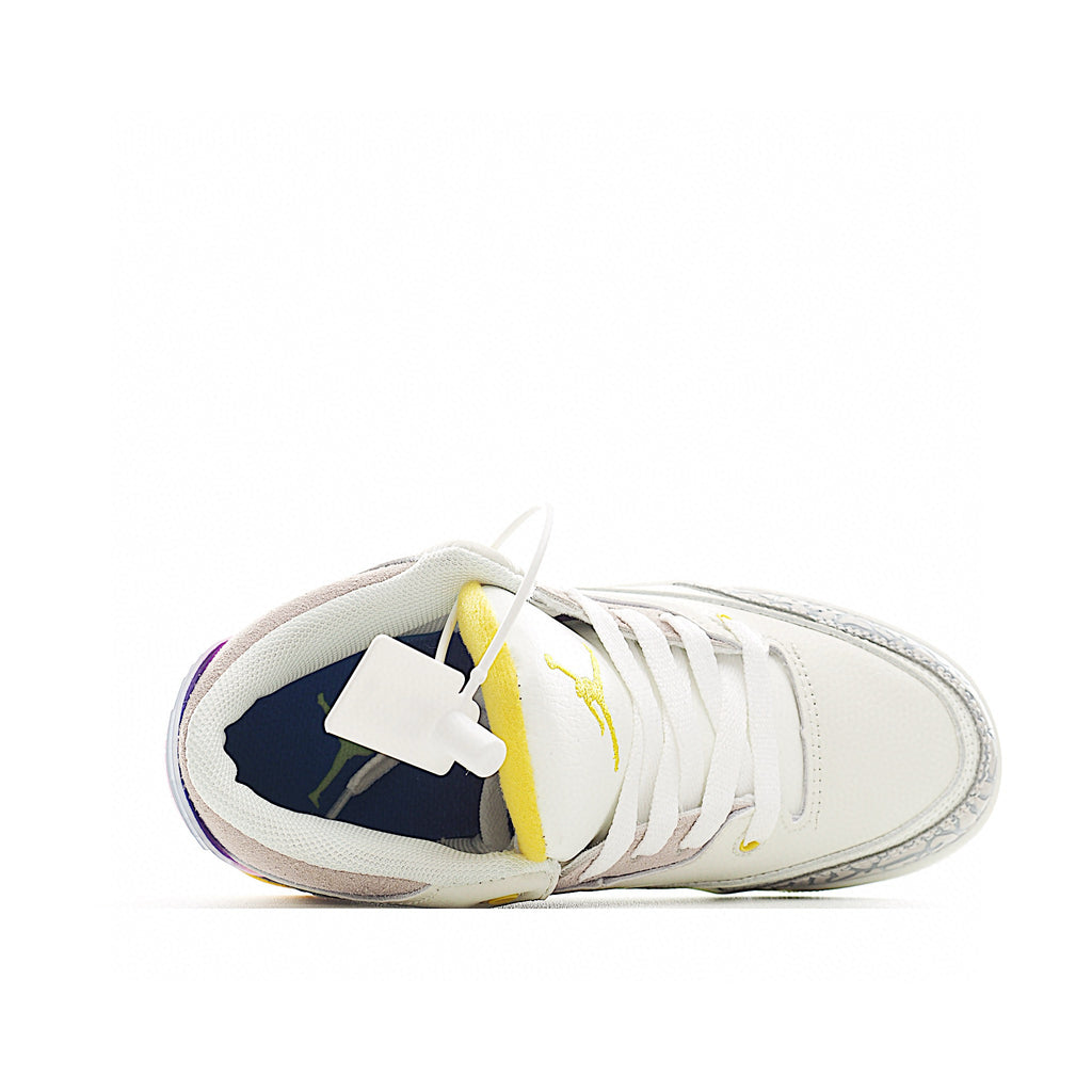 Joe 3 air cushion bottom children's shoes" white, pink, yellow"