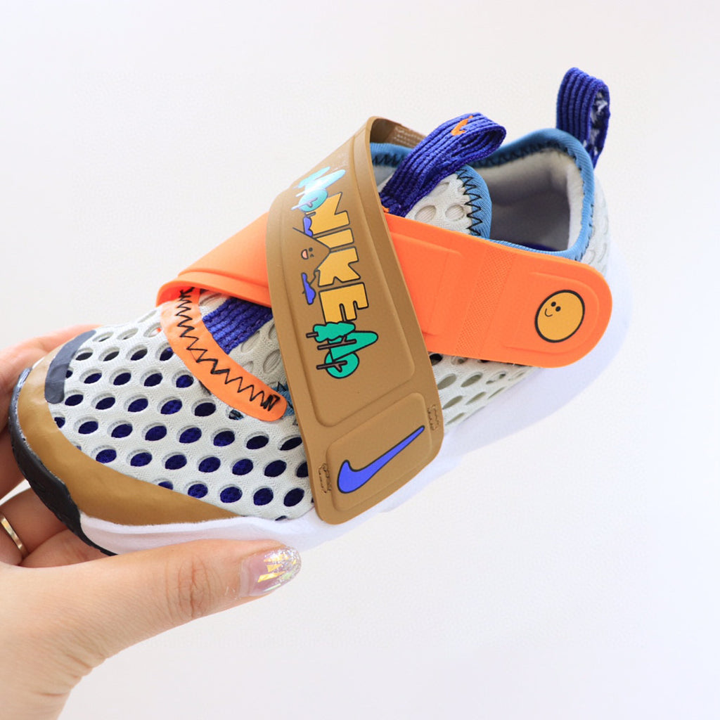 Nike Little UFO Large Mesh Velcro Children's Shoes" white, beige, orange"