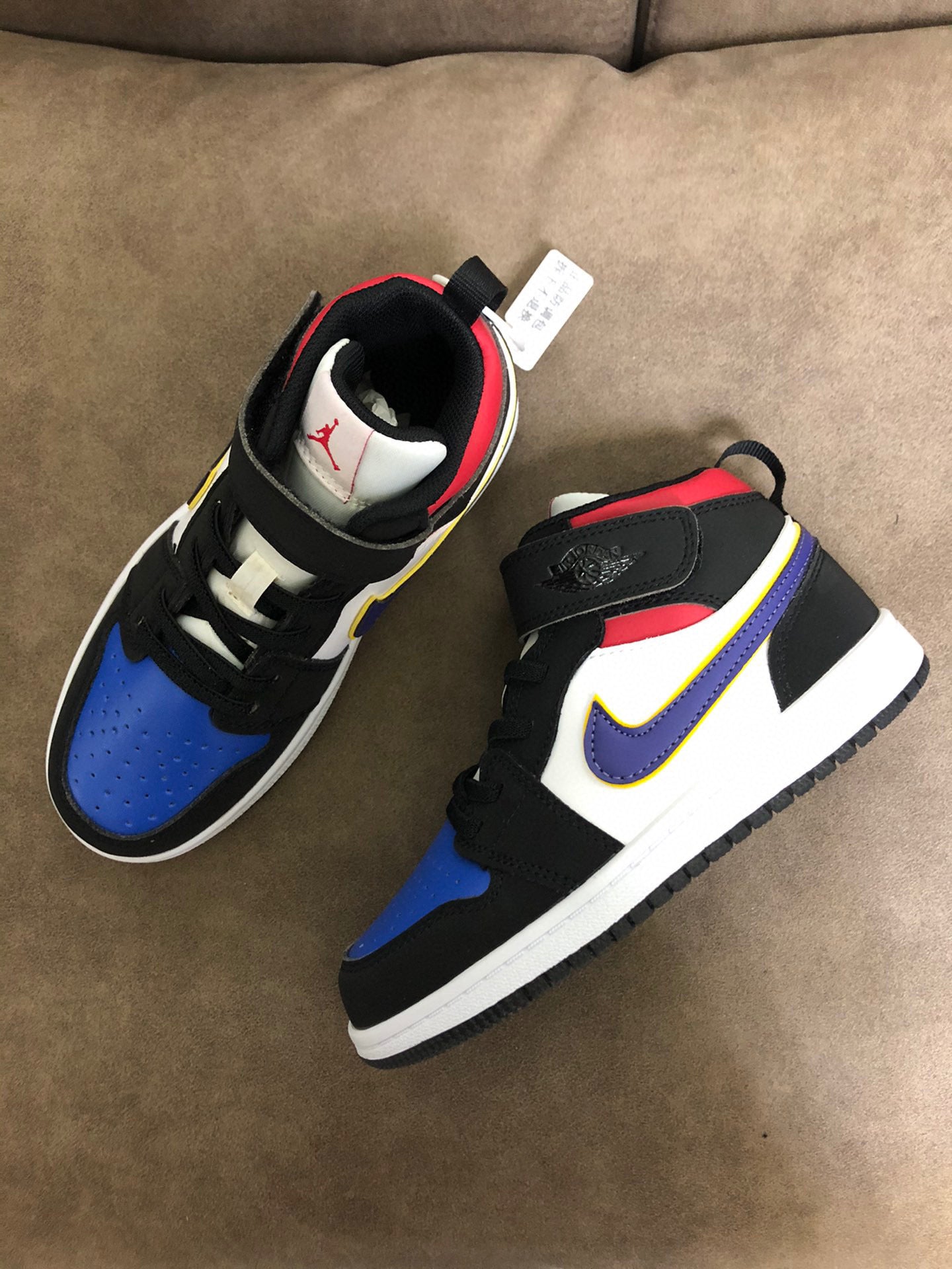 Joe's high-top Velcro children's shoes" white, black, blue"