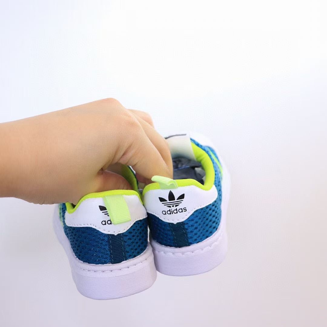 Adidas soft mesh slip-on new "deep blue, lime green"