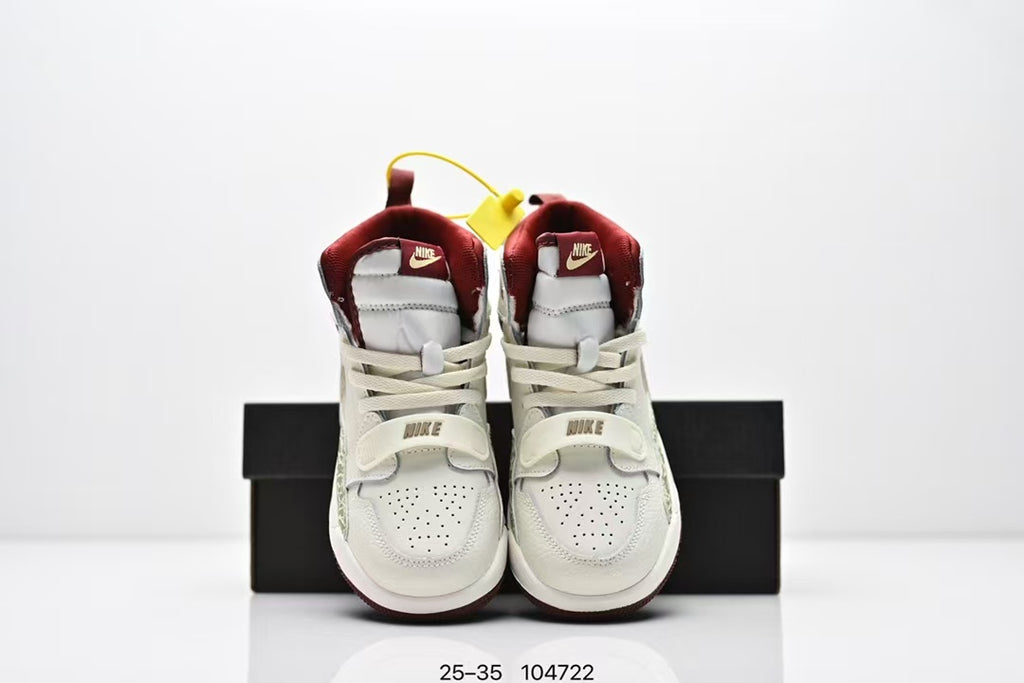 Jordan 312 high top children's shoes full second layer leather" white, green, red"