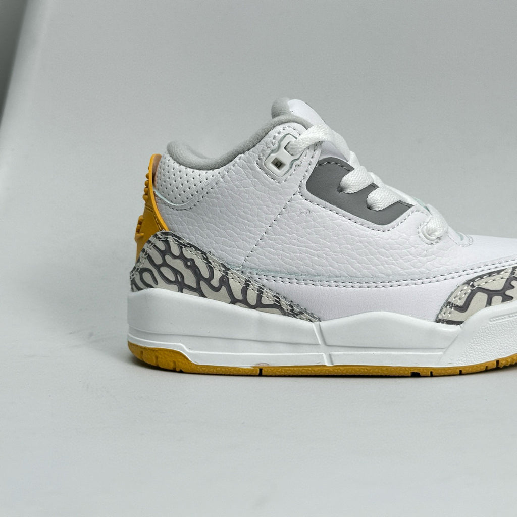 Jordan 3 children's shoes" white , gray, golden yellow"