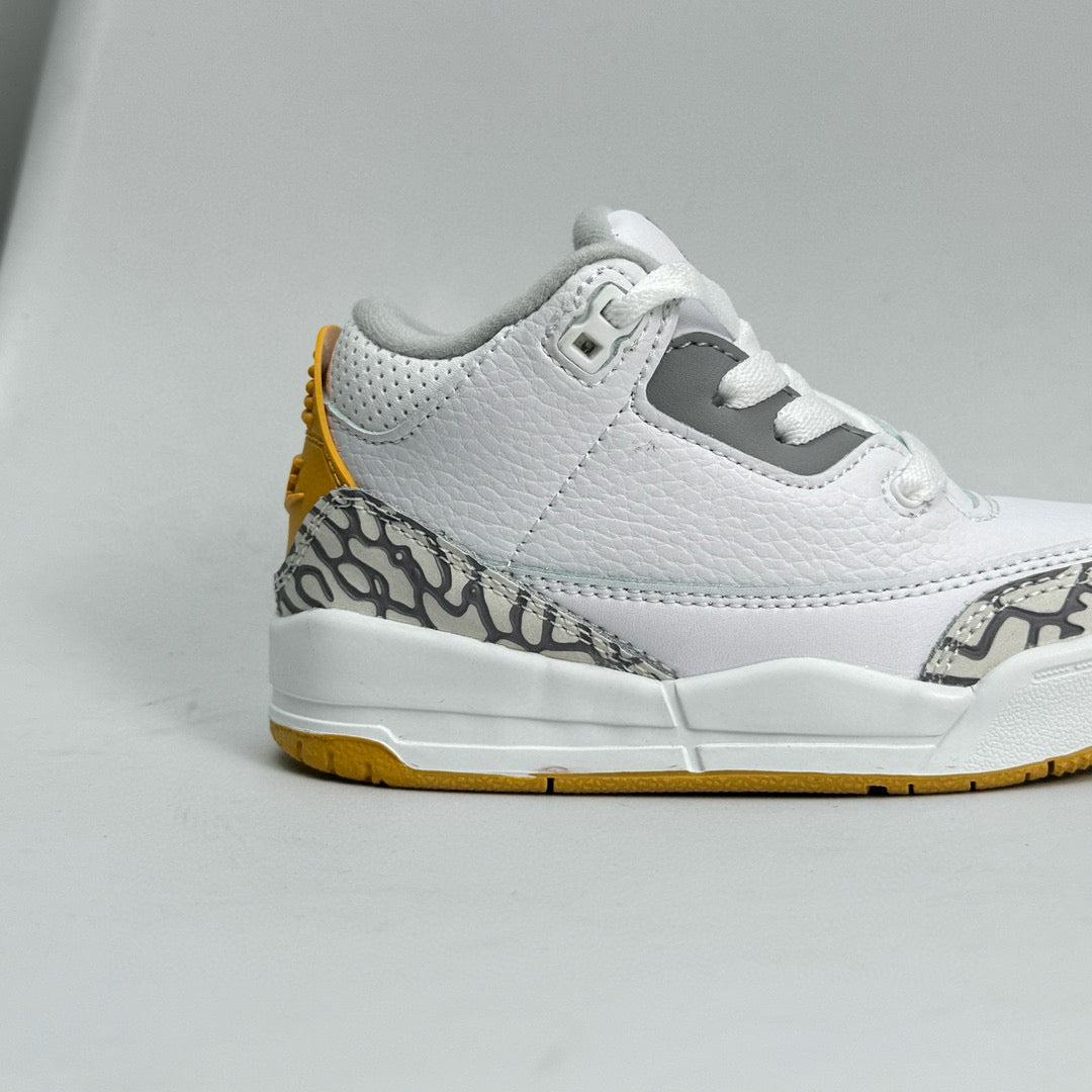 Jordan 3 children's shoes" white , gray, golden yellow"