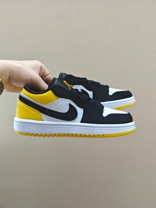 Qiao Yizhuan G version low-top children's lace-up sports shoes" black, yellow"