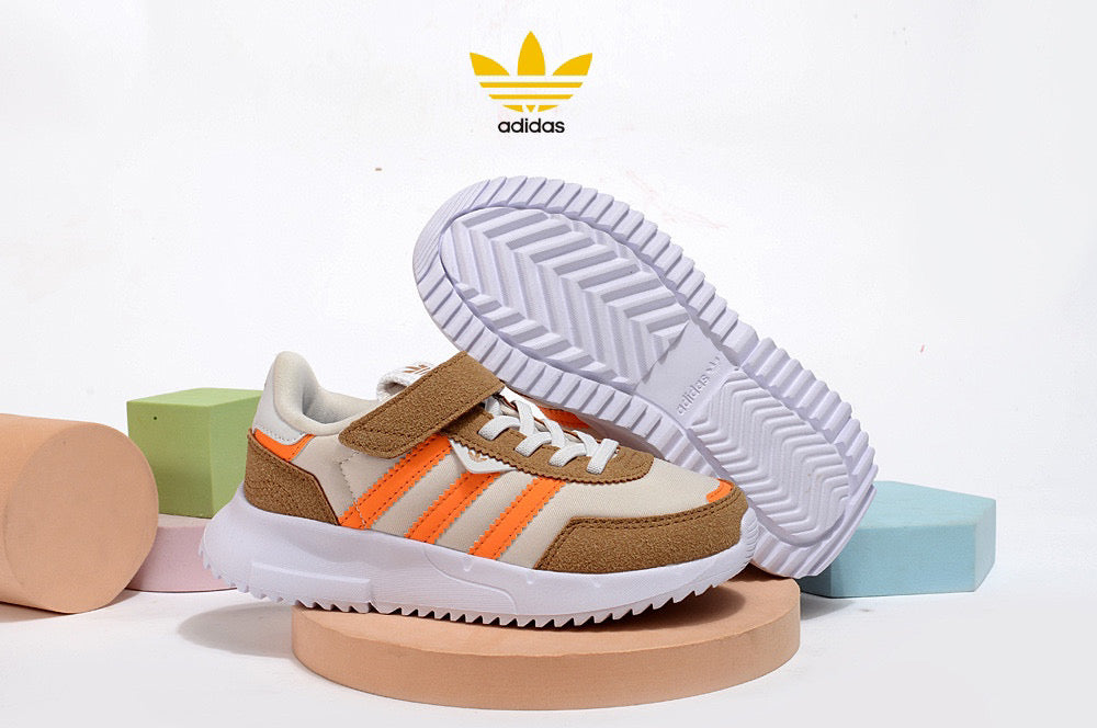 Adidas clover lightweight soft sole" light gray, beige, orange"