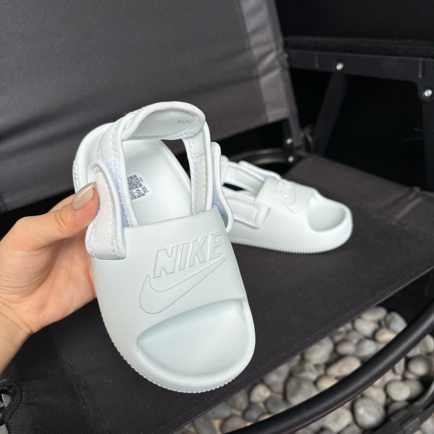 Nike open toe Velcro two-way sandals" white"