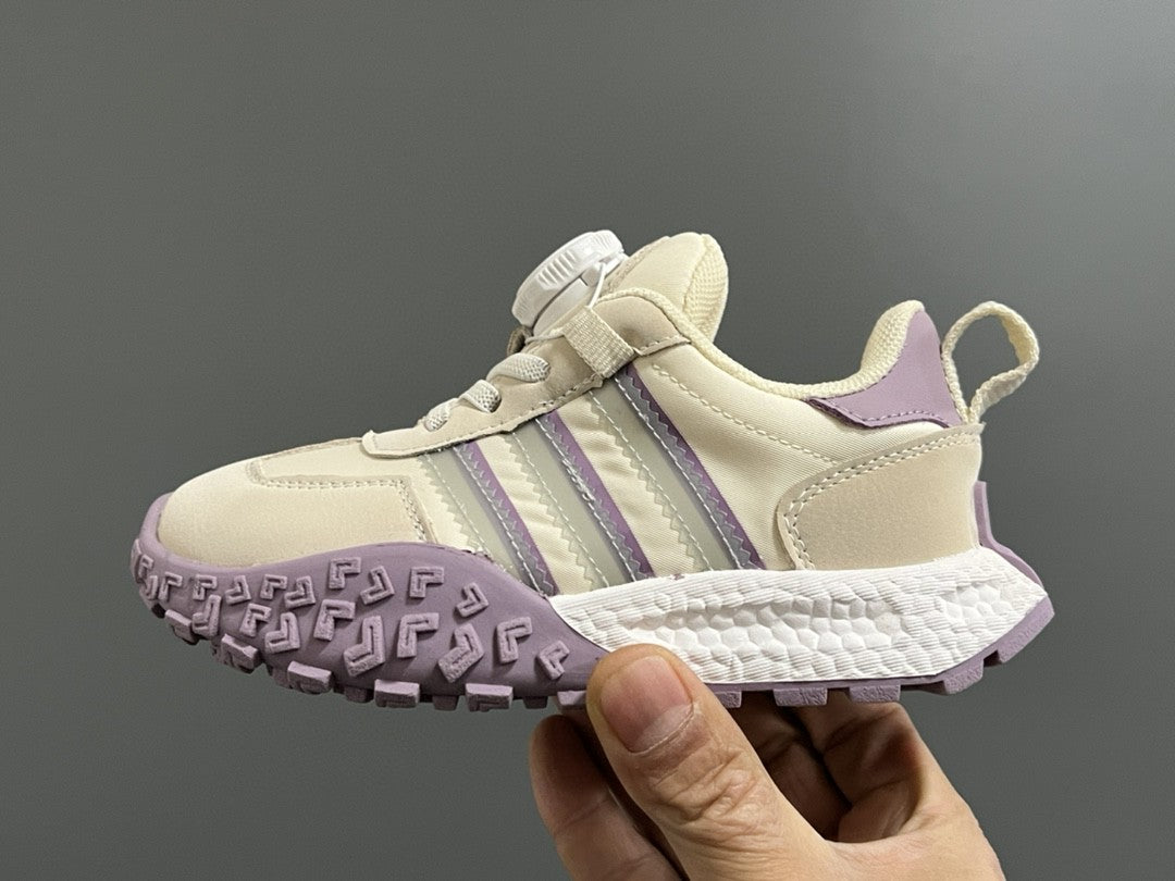 Adidas lock buckle children's dad sports shoes" cream, purple"