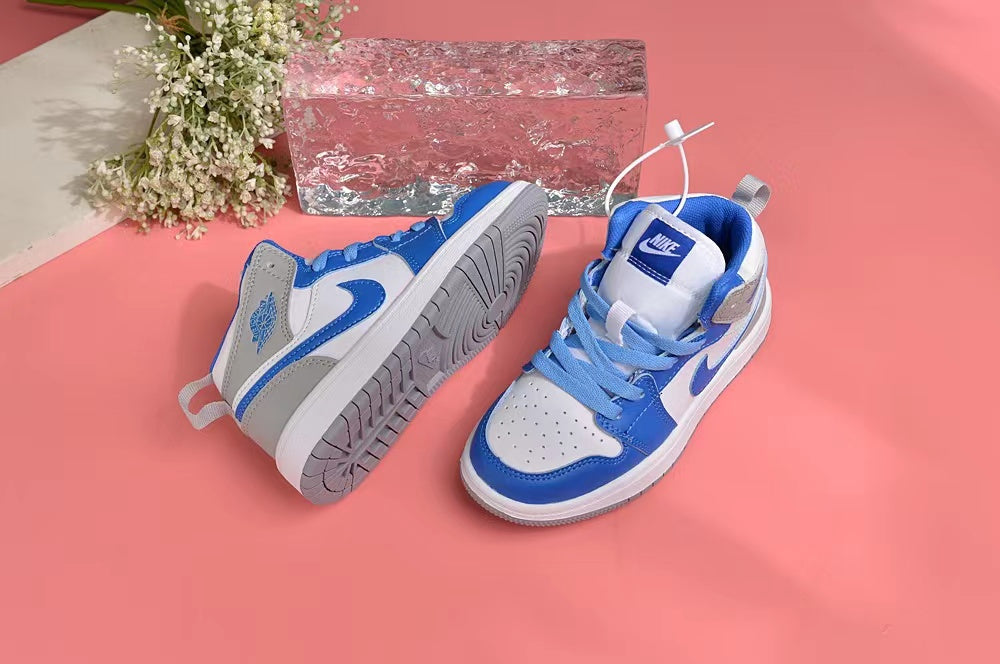 Jordan AJ1 children's shoes" white, blue, gray"