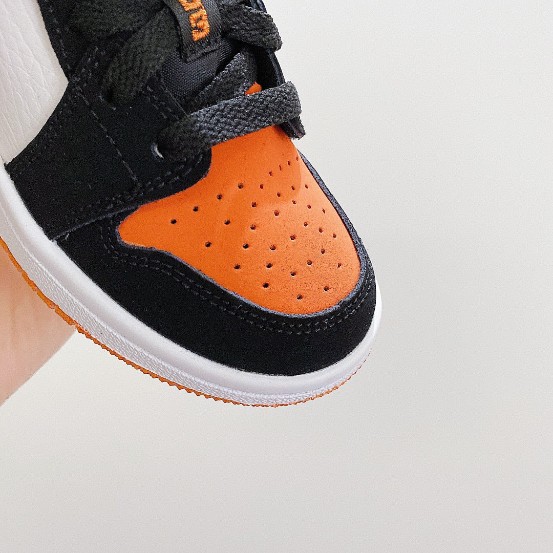 Joe 1 low-top elastic buckle parent-child shoes" white, black, orange"